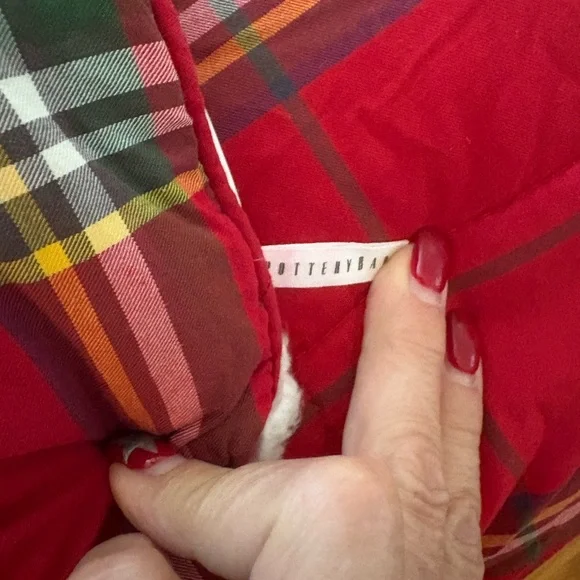 Pottery Barn Stewart Red Plaid Comforter and Shams with Shearling Backing. - Picture 8 of 9